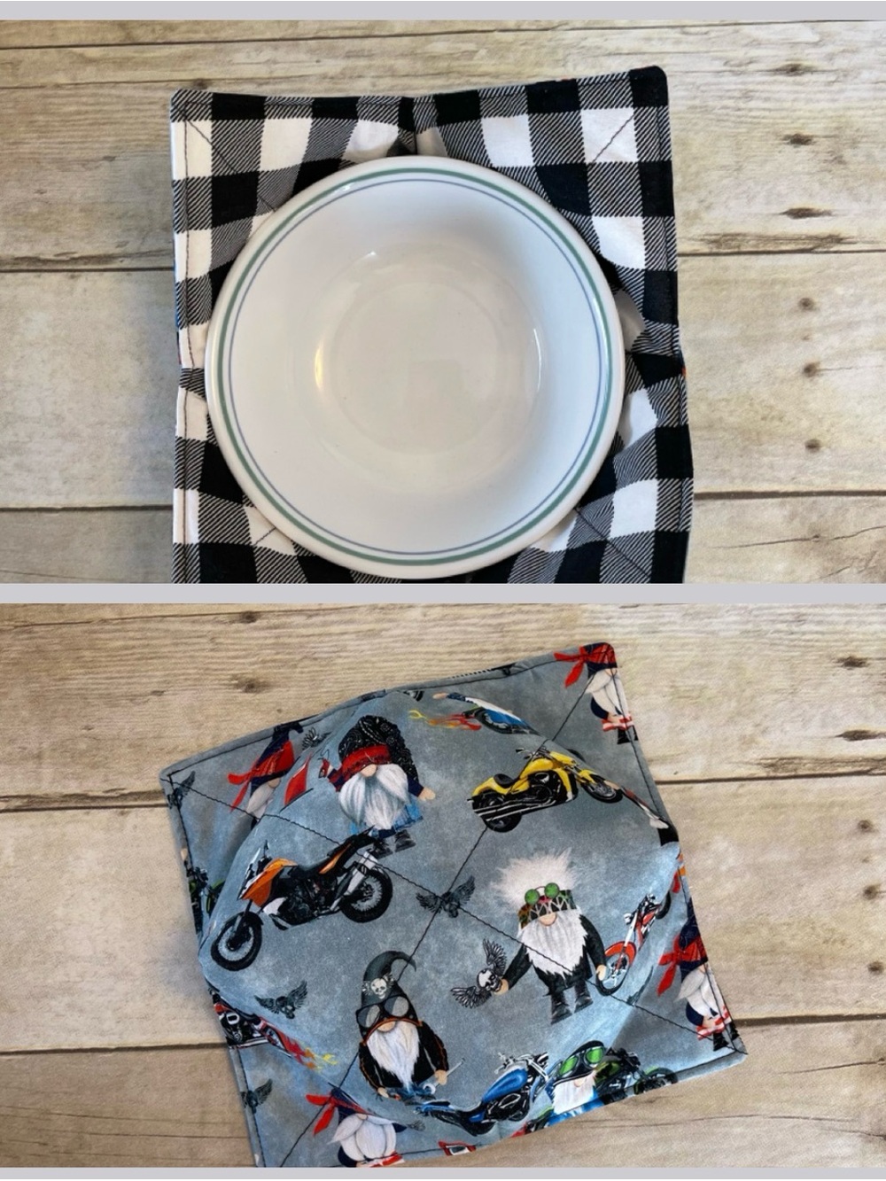 Microwave /Ice Cream Bowl Cozy All Cotton Motorcycles & Trolls